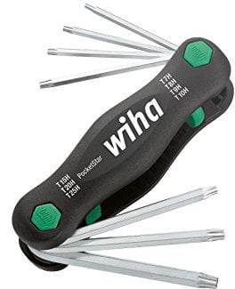 Wiha Multitool PocketStar® TORX® Tamper Resistant (mit Bohrung) 7-tlg. (25128), per Tastendruck, schneller Zugriff, als Längs- und Quergriff einsetzbar, sicher verstaut, all-in-one Werkzeug
