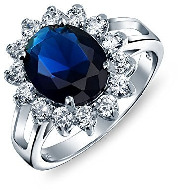 Personalisieren Sie Klassische Traditionelle 5Ctw Königsblaue Cz Krone Halo Oval Kubischer Zirkon Simulierter Saphir Verlobungsring Für Frauen Versprechen Ring .925 Sterling Silber Anpassbar