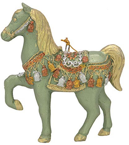 crafts & design Bezauberndes Pferd, Deko Hänger mintgrün, Gold Verzierungen, Christbaumschmuck 11 cm