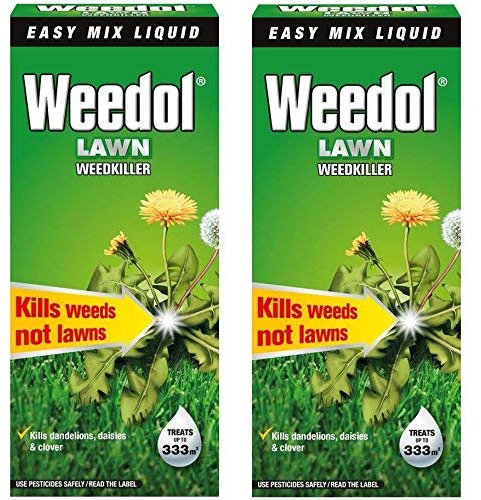 2 x Weedol / Verdone Extra Lawn Weedkiller Kills Weeds 500ml Treats 333m2 Garden New (Total 1L 1 Litre)