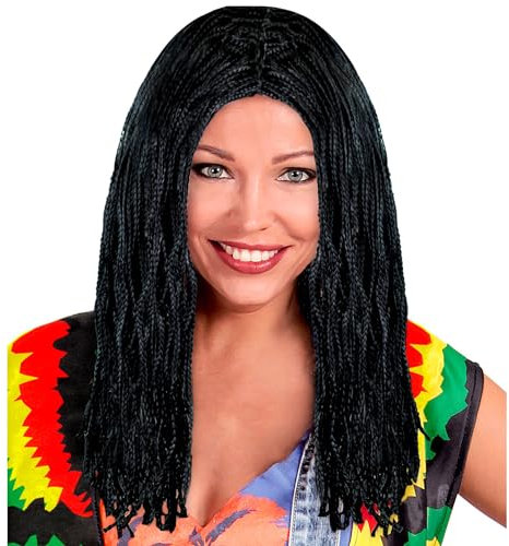 W WIDMANN MILANO Party Fashion 6313A - Perücke Nara, schwarz, Brasilianerin, Karneval, Mottoparty