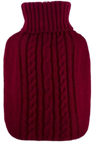 Hugo Frosch Wärmflasche Klassik 1,8l – Made in Germany – mit weichem Strickbezug Rot – große, auslaufsichere & geruchsneutrale Bettflasche – langlebig & mit waschbarem Bezug