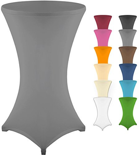 Gräfenstayn® Stretch Stehtischhusse Diana mit Öko-Tex Siegel, Verstärkung im Fußbereich, 40°C Maschinenwäsche in vielen Farben und Größen Ø60-65cm / Ø70-75cm / Ø80-85cm (Anthrazit, Ø70-75cm)