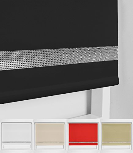 Diamante edge Roller Blind - Dim out - Multiple sizes And Colours (120cm, Natural)