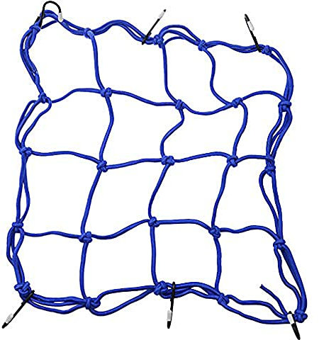GOOFIT Corde Elastiche con Ganci Ragno Moto Rete Portaoggetti sostituzione per Auto Bagagliaio sostituzione per Coprire Appendere Casco ATV Biciclette 30 x 30 cm (Buio Blu)