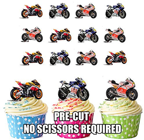 Moto GP Motorräder Ducati Honda Yamaha Mix 12 Esspapier Cup Cake Topper Dekoration