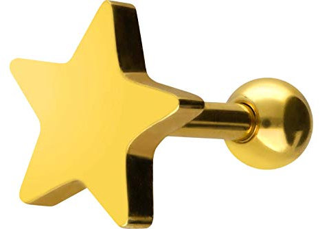 PIERCINGLINE Chirurgenstahl Ohrpiercing Stern Piercing Schmuck Ohr Stecker Helix Gold
