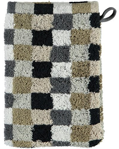 Cawö Lifestyle Handtuch-Serie Karo, grau/beige, Größe Frottee:Waschhandschuh 16 x 22 cm