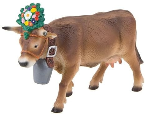 Bullyland 62615 - Spielfigur Alpenkuh Darina mit Kopfschmuck, ca. 13,3 cm große Tierfigur, detailgetreu, PVC-frei, ideal als kleines Geschenk für Kinder ab 3 Jahren