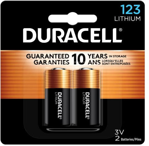 Getue Duracell – 123 3V Ultra Lithium Photo Size Battery – Long Lasting Battery – 2 Count