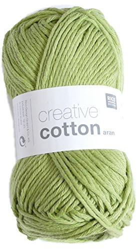 Rico Design 50 g Creative Cotton Aran Häkelgarn Baumwolle 85 m Lauflänge/Knäuel (Fb. 41 pistazie)