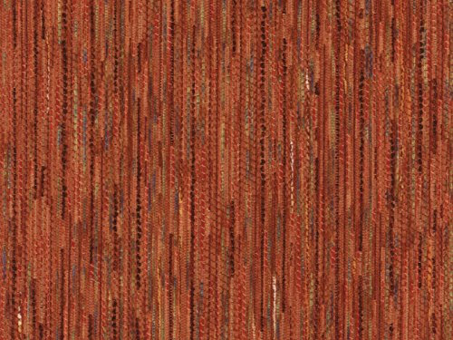 RaumTraum Möbelstoff Garmisch - Chenille-Flachgewebe, Rot-Braun (Terra), Gestreift, Fleckerlteppich-Optik, Polsterstoff, Bezugsstoff, Eckbank, Couch, Sessel, Hussen, Kissen