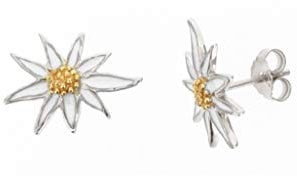 Gerry Eder Ohrringe 01.9028 Damen Ohrstecker Edelweiß Sterling-Silber 925 bicolor gold