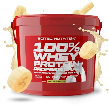 Scitec Nutrition 100% Whey Protein Professional - Mejorada con Aminoácidos Extra y Enzimas Digestivas - Sin gluten - Sin aceite de palma, 5 kg, Plátano
