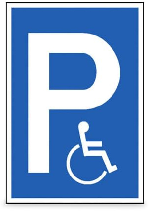 Betriebsausstattung24 Parkplatzschild für Rollstuhlfahrer - Aluminium, geprägt - 40,0 x 60,0 cm - Symbol: P, Rollstuhlfahrer - Blau/weiß