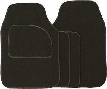 Streetwize SWCM29 Velour Car Floor Mat Set of 4, Anti-Slip Car Mats - Car Interior Accessory (Dense Black)