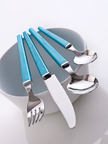 BRANDANI OFICIAL CUBIERTO TURQUESA PERLADO SET 24 PIEZAS INOX 18 / 10 57633