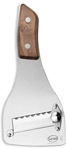 Sanelli, Tagliatartufi SAN-SLICE, Affetta tartufi professionale manico legno con regolatore di taglio. Finitura satinata. Lama seghettata, Inox