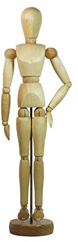 Honsell 63502 - Modellpuppe aus farblos lackiertem Hartholz, männliche Gliederpuppe, mit Metallstab, ca. 30 cm groß