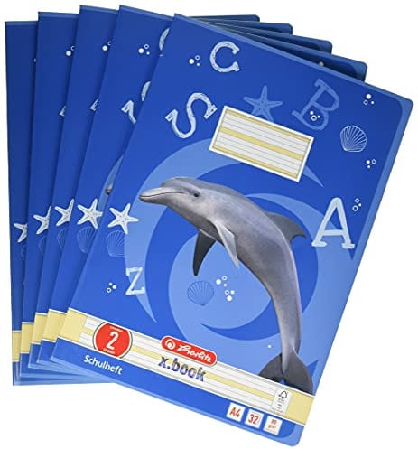 Herlitz Schulheft x.book A4, Lineatur 2, 2. Klasse, 32 Blatt, 5 Stück