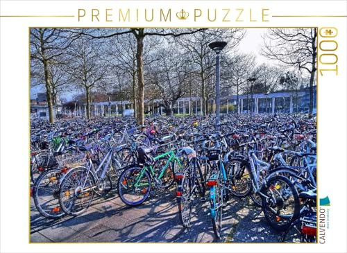 CALVENDO Puzzle Fahrräder auf dem Bahnhofsvorplatz | 1000 Teile Lege-Größe 64 x 48 cm Foto-Puzzle für glückliche Stunden