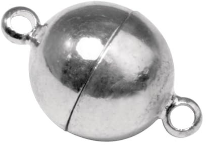 Rayher Magnetschließe, extra stark, 12 mm ø, 1 Stück, echt versilbert, Schmuckverschluss magnetisch, Kugelverschluss, Kettenverschluss rund, 2224262