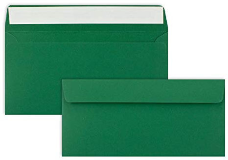 100 Brief-Umschläge DIN Lang - Dunkel-Grün - 110 g/m² - 11 x 22 cm - sehr formstabil - Haftklebung - Qualitätsmarke: FarbenFroh by GUSTAV NEUSER