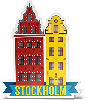erreinge Aufkleber Stockholm Schweden Souvenirs Shaped Adhesive PVC für Abziehbild Tapete Auto Moto Helm Camper Laptop - 12 cm