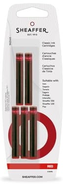 Sheaffer Skrip - Classic Fountain Pen Ink Cartridge, Pack of 5, red