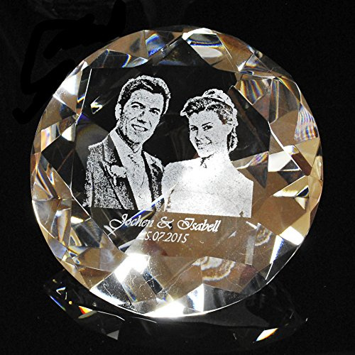 GeschenkeMAXX Gravurglas Diamant mit Fotogravur zur Hochzeit