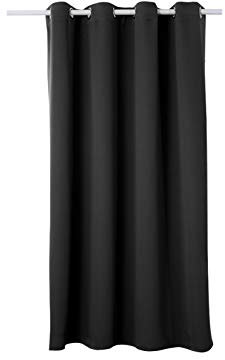 WOLTU Gardinen mit Ösen, Verdunklungsvorhang Blickdicht, Thermo Vorhang gegen Kälte und Hitze, Ösenschal, 250g/m² Dicke Vorhang, für Wohnzimmer Schlafzimmer, 140 x 175 cm, Schwarz