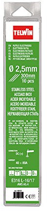 Telwin 802623 Electrodes Inox pour Soudage D. 2,5 mm, Gris, 10 Pièces