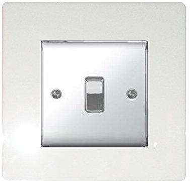 Focus Plastics SINGLE LIGHT SWITCH SOCKET COLOURED ACRYLIC SURROUND FINGER PLATE - BUY 2 GET EXTRA 1 FREE (10 COLOURS) (White)