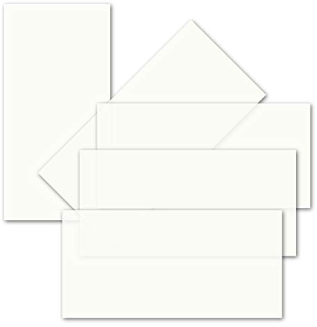 50x ungefalztes einfaches Einlege-Papier für DIN Lang Karten - transparent-weiß - 10,3 x 20,8 cm - ideal zum Bedrucken mit Tinte und Laser - hochwertig Mattes Papier von Gustav NEUSER