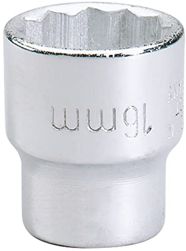 Draper 25929 Elora Bi-Hexagon Socket, 3/8 Square Drive, 16mm, Blue