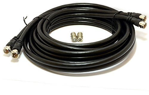 kenable TWIN Satellite Moulded F Type Plug to Socket RG6 Extension Cable 3m Black [3 metres]