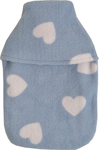 Vagabond Fleece Blue Hearts Cover and 1 Litre Hot Water Bottle Cover