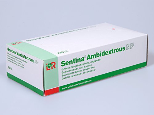 L&R: Sentina Ambidextrous Latex (Untersuchungs-) Handschuhe unsteril, puderfrei M 7-8, Neu, 1er Pack (100 St??ck)