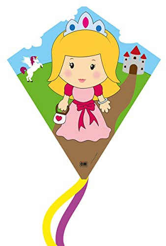 CIM Kinderdrachen - Eddy-S Princess - Einleiner für Kinder ab 3 Jahren - Abmessung: 50x56cm - inkl. Drachenschnur und Streifenschwänze
