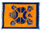 Kascha Sarong Pareo Wickelrock Strandtuch Tuch Wickeltuch Handtuch - Blickdicht - ca. 170cm x 110cm - Orange Blau Batik mit Schildkröte Motiv Handgefertigt inkl. Kokos Schnalle in Rauteform