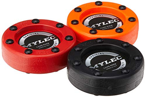 Mylec Roller Puck Variety Rollhockey-Pucks, Rot/Orange/Schwarz, 3 Stück