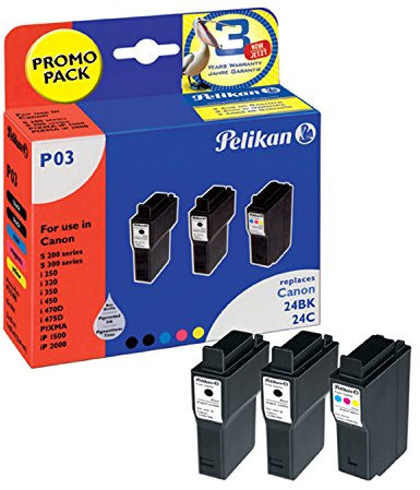 Pelikan Promo Pack P03, ersetzt Canon 2x BCI-24BK, 1x BCI-24C, schwarz, dreifarbig