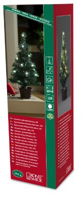Konstsmide 3511-100 / Albero di natale LED 45cm con vaso e catena di luci / 16 diodi bianco caldi/a batteria/cavo verde