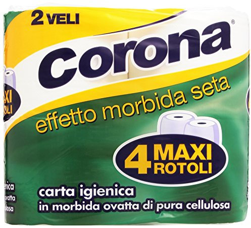 Crown – Papier toilette, en souple pure ouate de cellulose, 2 plis, effet souple soie – 4 rouleaux