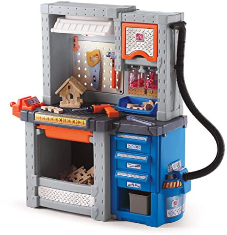 Step2 Deluxe Workshop Werkbank für Kinder | Werkzeugbank / Kinderwerkbank mit 50-teiligem Zubehör Set.