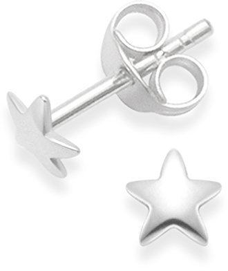 Heather Needham Sterling Silver Star Earrings - SIZE: 5mm. Flat silver star studs. Gift Boxed B41HN/5150.