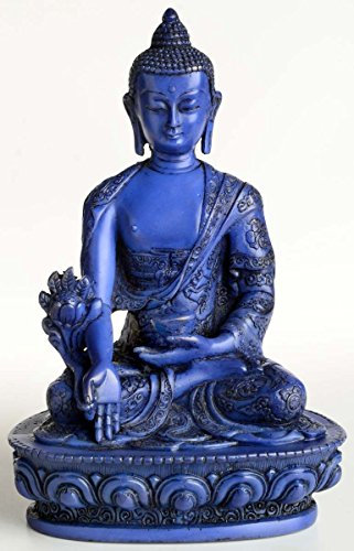 BUDDHAFIGUREN/Billy Held Medizinbuddha Buddha Statue, Resin, Blau, 20 cm
