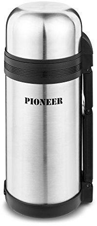Pioneer Vacuum Insulated Leakproof Flask with 2 Cups and Retractable Handle, Stainless Steel, 1200 ml SVP1200