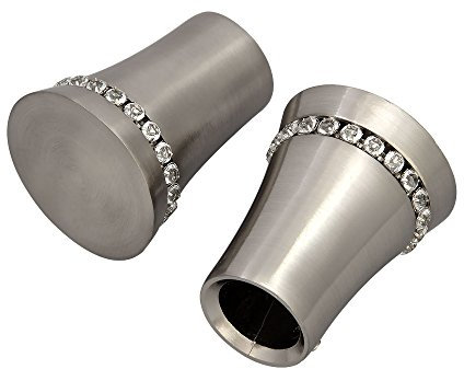 Victoria M. Gardinenstange Endstücke Endkappen Vorhangstange, Ø 16mm, Silber, 2er-Set, Endstück Diamanten-Konus