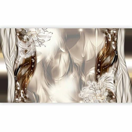 Fototapete - Tapete XXL Abstrakt 500x280cm - Foto Tapete Schlafzimmer Wohnzimmer Moderne Vliestapete XXL Wandtapete Motivtapeten 3d Effekt Wand Dekoration - Blumen Lilien Diamant a-C-0041-a-d